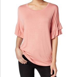 Jamie & Layla Ruffled Sleeve Tee Desert Rose M